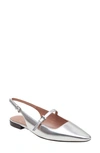 Linea Paolo Celeste Slingback Pointed Toe Flat In Silver