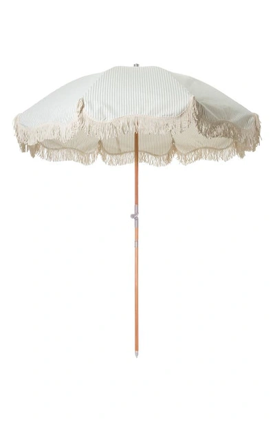 Business & Pleasure Premium Beach Umbrella In Laurens Sage Stripe