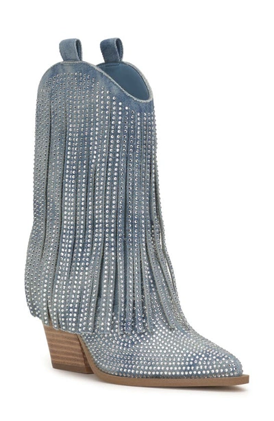 Jessica Simpson Paredisa Fringe Western Boot In Rugged Denim