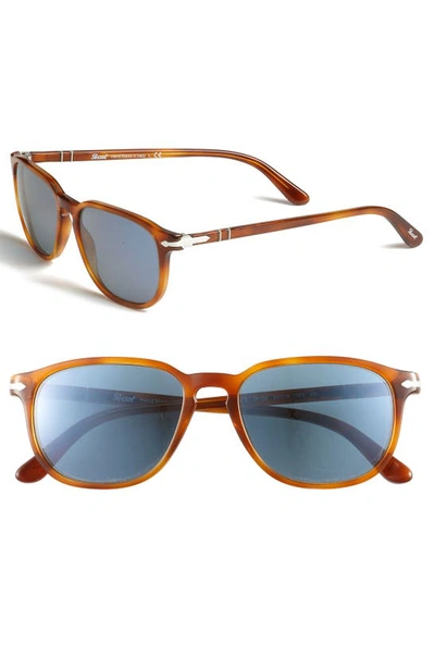 Persol 52mm Retro Inspired Sunglasses In Light Havana/ Crystal Blue