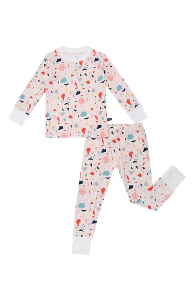 Peregrinewear Babies' Terrazzo Print Fitted Two-piece Pajamas In Pink