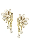Olivia Welles Water Lily Crystal Drop Earrings In Gold/ Clear