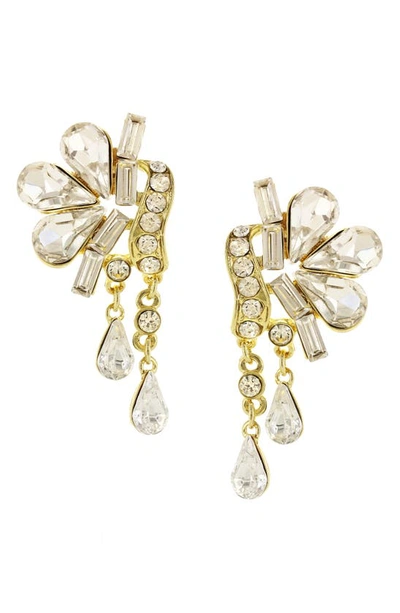 Olivia Welles Water Lily Crystal Drop Earrings In Gold