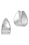 Savvy Cie Jewels Sterling Silver Bold Huggie Hoop Earrings In White