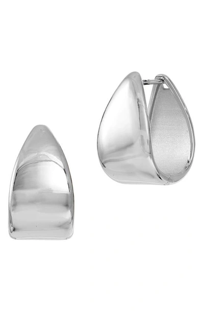 Savvy Cie Jewels Sterling Silver Bold Huggie Hoop Earrings In White