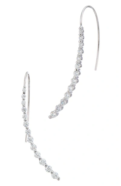 Savvy Cie Jewels Sterling Silver Long Drop Cz Earrings In White