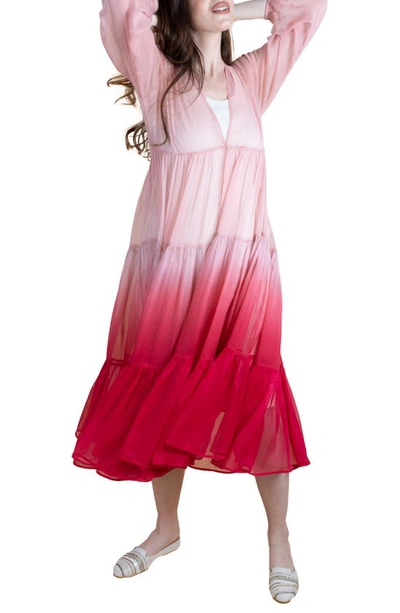 Saachi Ombré Cover-up Dress In Pink Combo