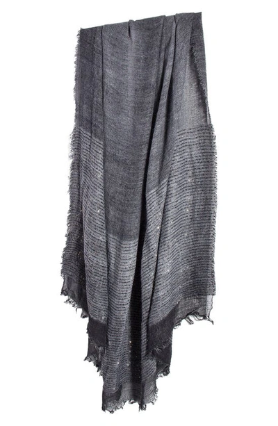 Saachi Raven Sequin Embellished Wrap Scarf In Gray