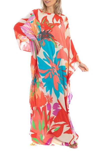 Saachi Floral Kaftan In Red