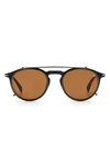David Beckham Eyewear 49mm Round Sunglasses In Black/ Brown