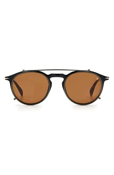David Beckham Eyewear 49mm Round Sunglasses In Black/ Brown
