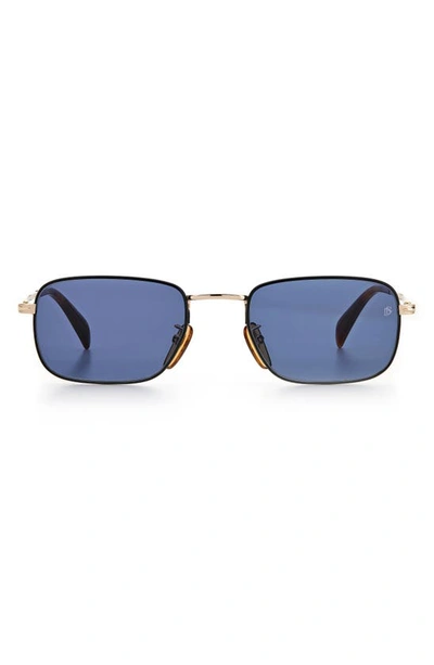 David Beckham Eyewear 53mm Rectangular Sunglasses In Black Gold/ Blue