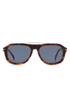David Beckham Eyewear 54mm Aviator Sunglasses In Brown Horn/ Blue