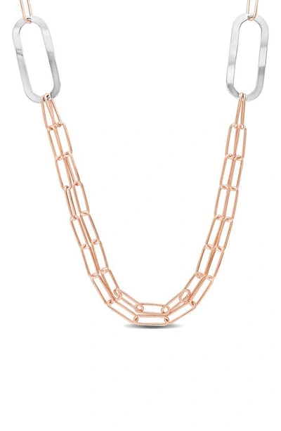 Delmar Two Tone Paperclip Chain Necklace In Gold