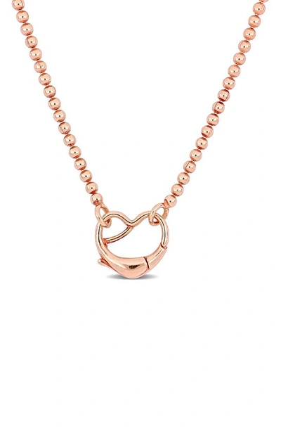 Delmar Heart Bead Link Necklace In Rose