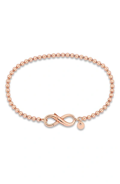 Delmar Infinity Symbol Bead Link Bracelet In Pink