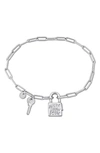 Delmar Lock & Key Love Paperclip Link Bracelet In Silver