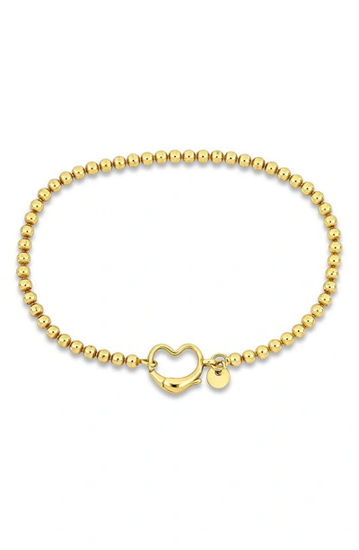 Delmar Open Heart Bead Link Bracelet In Gold