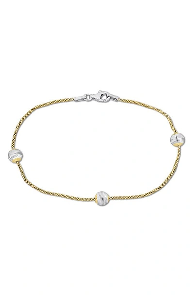 Delmar 6mm Ball Station Chain Bracelet In Gold