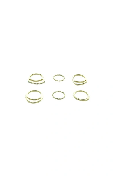 Olivia Welles Take Shape Set Of 6 Rings In Gold / Cream
