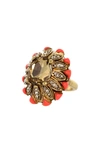 Olivia Welles Floral Finds Ring In Burnished Gold / Peach