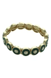 Olivia Welles Full Circle Stretch Bracelet In Gold / Green / Clear