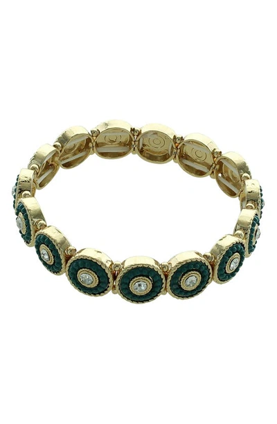Olivia Welles Full Circle Stretch Bracelet In Gold / Green / Clear