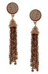 Olivia Welles Ava Beaded Tassel Drop Earrings In Antique Gold / Pink