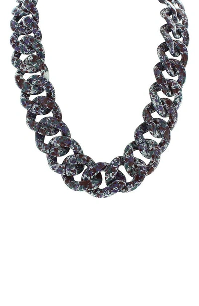 Olivia Welles Amelia Speckled Link Necklace In Blue