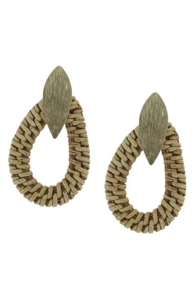 Olivia Welles Bonet Straw Drop Earrings In Gold / Neutral