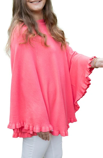 Saachi Talia Ruffle Hem Poncho In Pink Coral