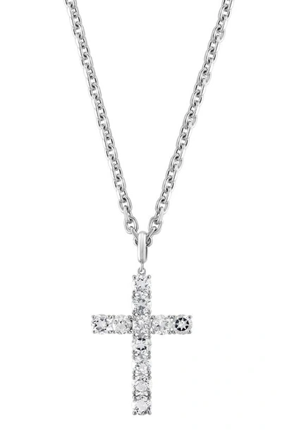 Effy Sterling Silver White Topaz Cross Pendant Necklace