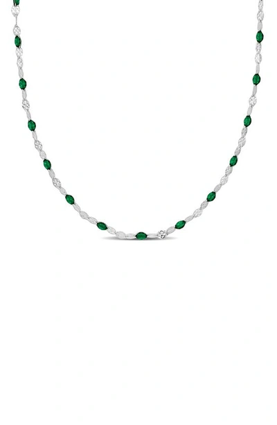 Delmar Sterling Silver Green Enamel Station Chain Necklace
