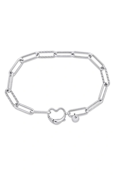 Delmar Heart Paperclip Link Bracelet In Metallic