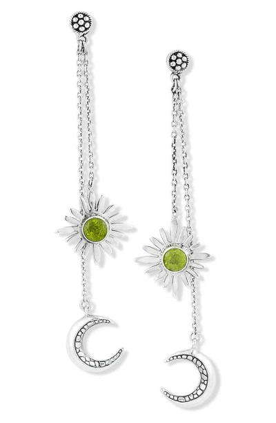 Samuel B. Sterling Silver Peridot Sun & Moon Drop Earrings In Green