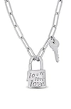 Delmar Lock & Key Paper Clip Chain Necklace In Silver