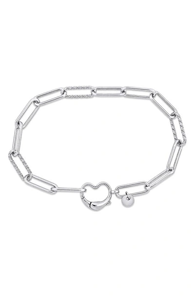 Delmar Heart Paperclip Link Bracelet In Silver