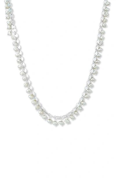Samuel B. Sterling Silver Pearl Charm Disc Chain Necklace In White