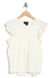 Liv Los Angeles Double Ruffle Sleeve T-shirt In White
