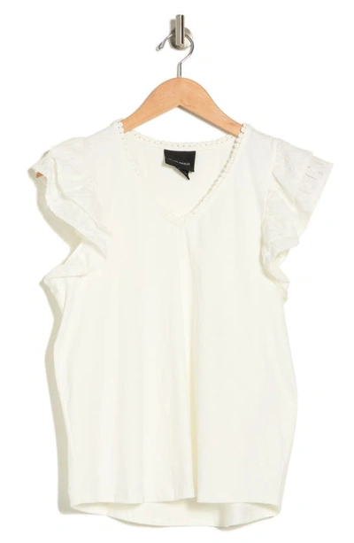 Liv Los Angeles Double Ruffle Sleeve T-shirt In White