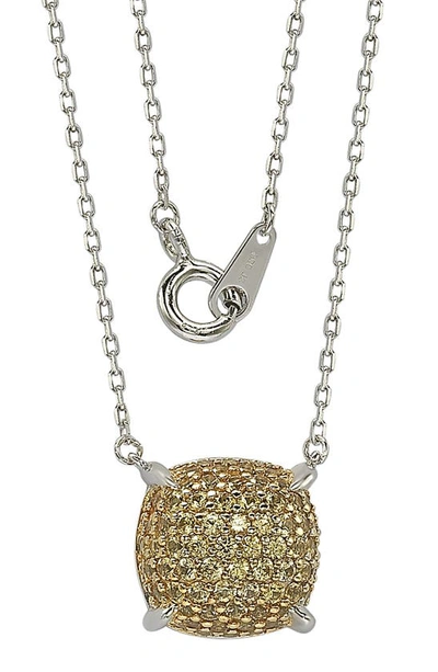 Suzy Levian Pavé Sapphire Pendant Necklace In Yellow