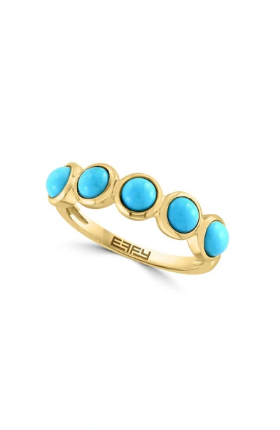 Effy 14k Yellow Gold Turquoise 5-stone Ring In Blue