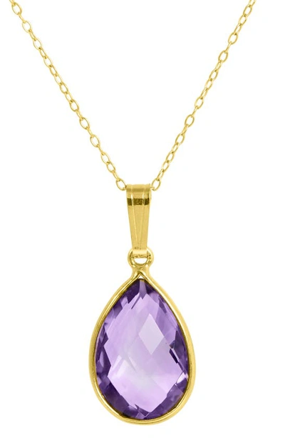 Savvy Cie Jewels 18k Gold Plated Sterling Silver Semiprecious Stone Pendant Necklace In Purple