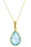 Savvy Cie Jewels 18k Gold Plated Sterling Silver Semiprecious Stone Pendant Necklace In Blue