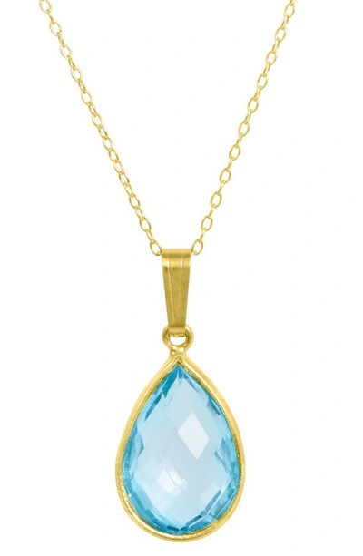 Savvy Cie Jewels 18k Gold Plated Sterling Silver Semiprecious Stone Pendant Necklace In Blue