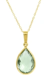 Savvy Cie Jewels 18k Gold Plated Sterling Silver Semiprecious Stone Pendant Necklace In Green