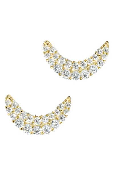 Savvy Cie Jewels 18k Gold Plated Sterling Silver Cubic Zirconia Crescent Stud Earrings