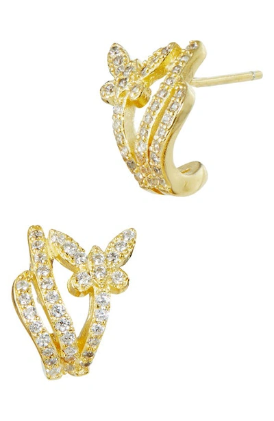 Savvy Cie Jewels 18k Gold Plated Sterling Silver Cubic Zircona Butterfly Huggie Hoop Earrings