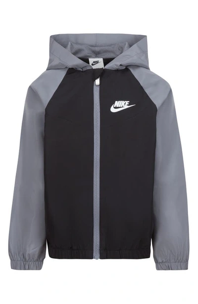 Nike Kids' Little Boys Split Futura Raglan Wind Runner In Black/ Smoke Grey