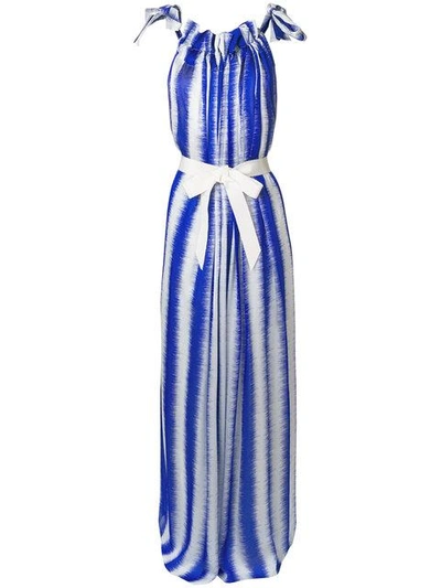 Maison Rabih Kayrouz Striped Tie Waist Maxi Dress In Blue